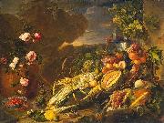 Jan Davidz de Heem Fruit and a Vase of Flowers oil painting picture wholesale